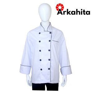 Baju Chef Baju Koki Lengan Panjang Putih Kombinasi 2 CL204