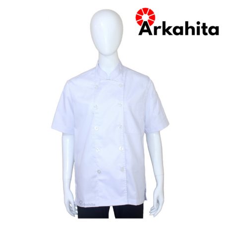 Baju Chef Baju Koki Lengan Pendek Putih Polos CS101