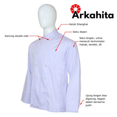 Baju Chef atau Baju Koki Lengan Panjang Putih CL101-2