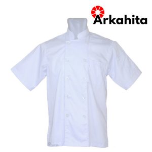 Baju Chef atau Baju Koki Lengan Pendek Putih Polos CS101