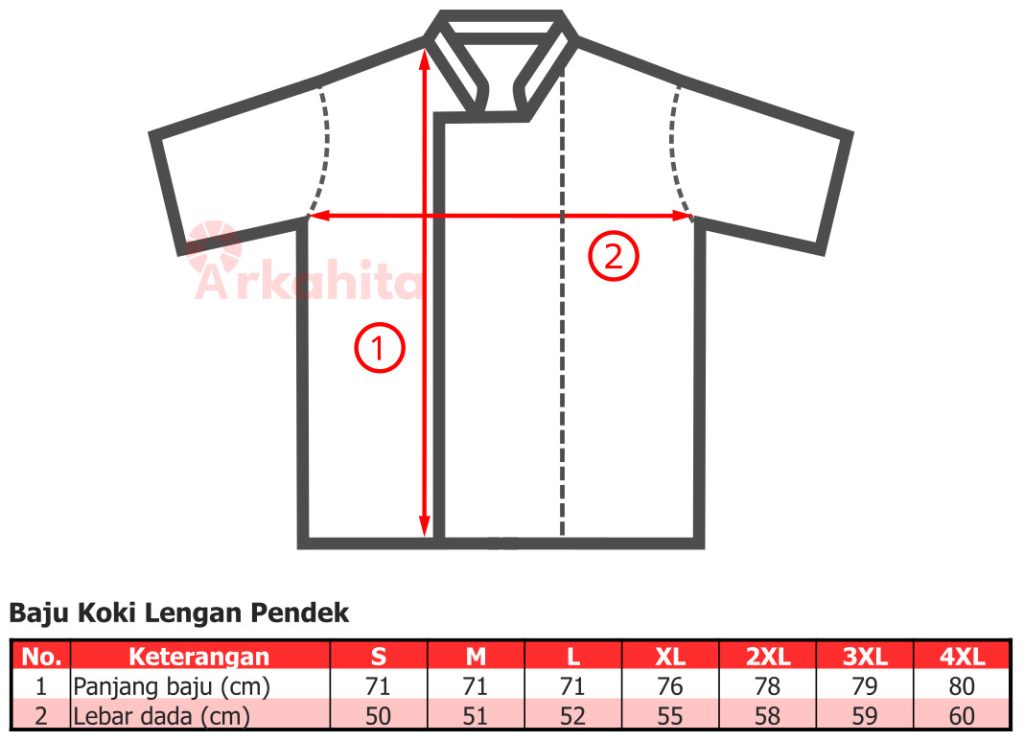 Cara-Menentukan-Ukuran-Baju-Koki-Lengan-Pendek-Yang-Sesuai